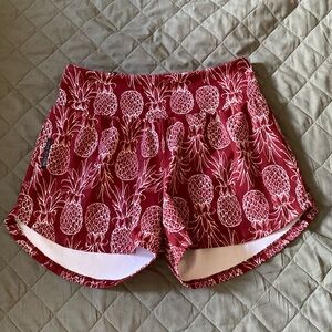 Love Fitness Apparel Pineapple Dark Red Running Shorts